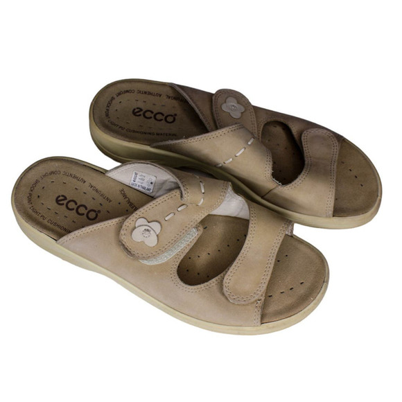 Ecco Comfort Sandals Slip On Double Strap Adjustable Flower Detail 40 - Picture 3 of 5